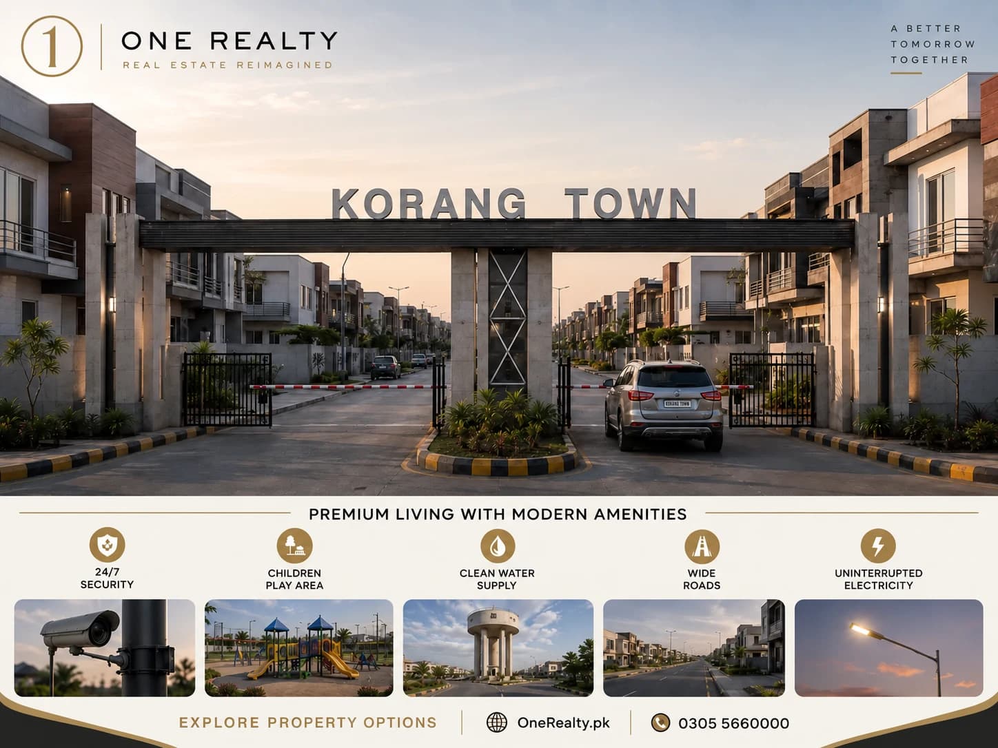 Project promotional illustration, adapted with One Realty branding. AI-edited marketing artwork; not verified current site photography.