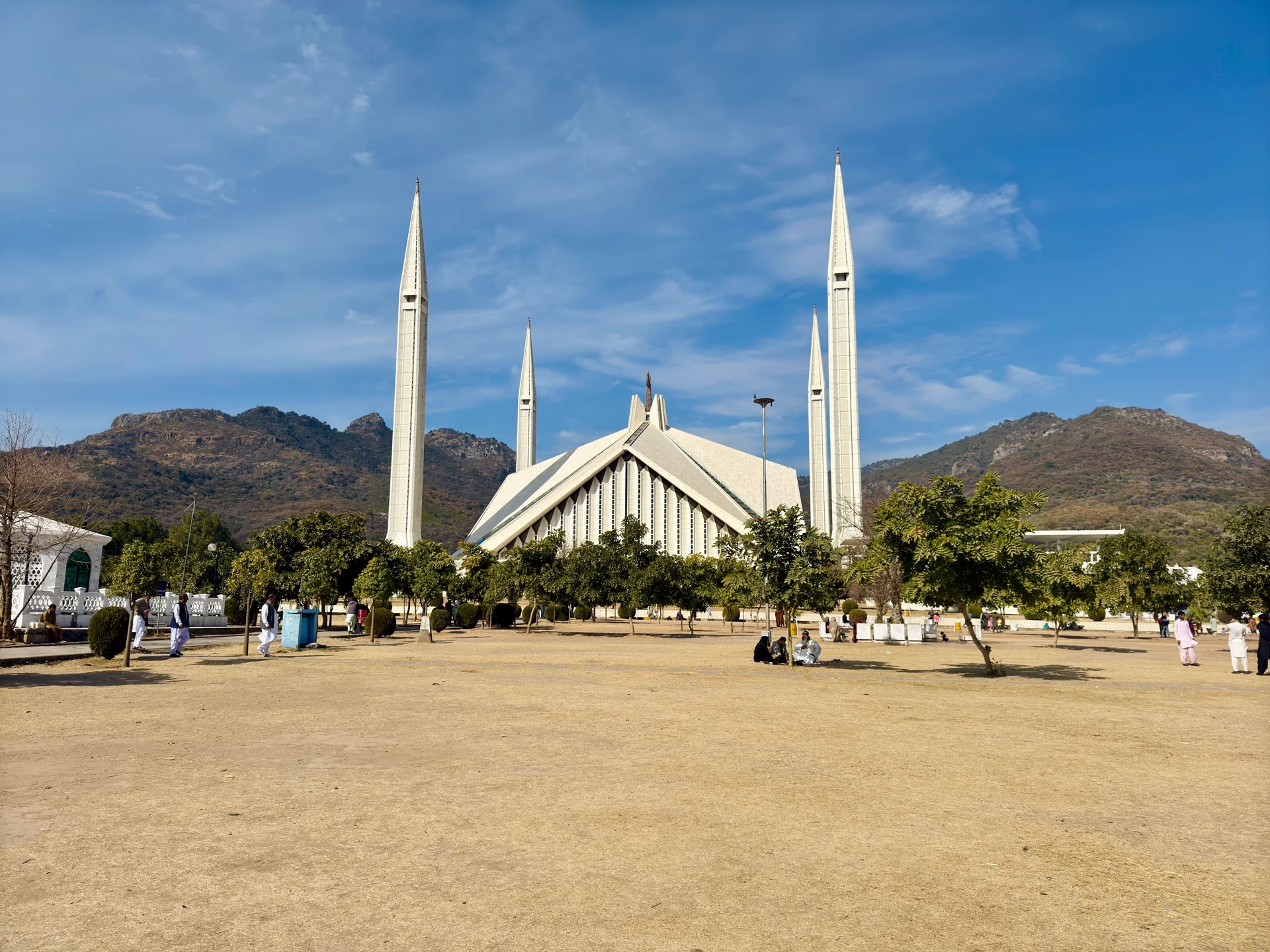 Faisal Mosque with the Margalla Hills behind it, Islamabad